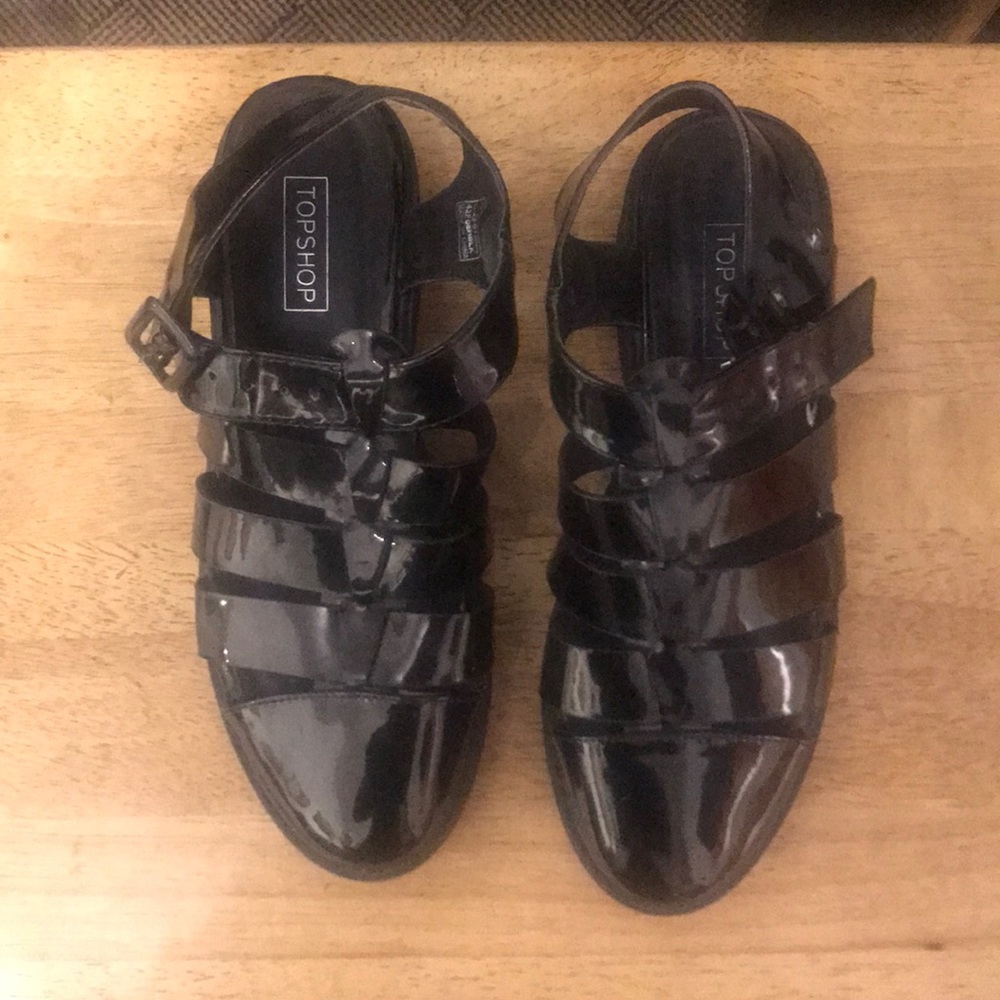 Faux Black Patent Shoes